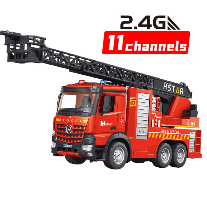 MYTOYS Large Remote Control Fire Truck Toy with 360° Rotating Ladder & Real Water Spray (2.4GHz)