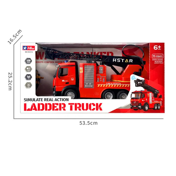 MYTOYS Large Remote Control Fire Truck Toy with 360° Rotating Ladder & Real Water Spray (2.4GHz)