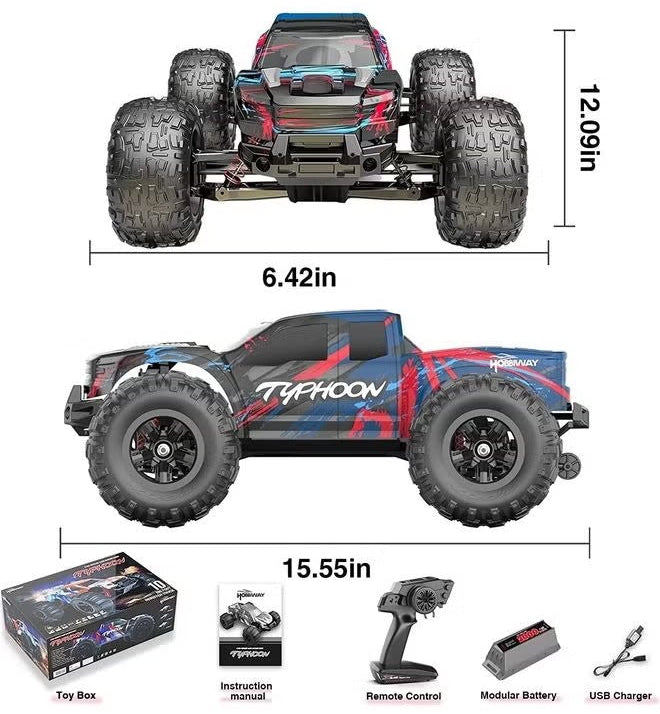 Hobbiway Typhoon 1:10 RC Car – 4WD High‑Speed Off‑Road Remote Control Truck (65 km/h)