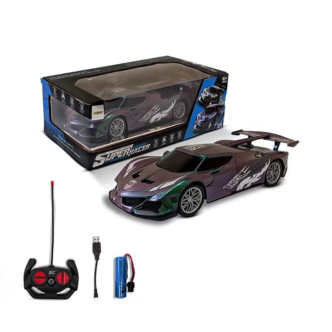 Super Racer 1:16 RC Car – 4-Channel Rechargeable Remote Control Car with Headlights, Sports Design