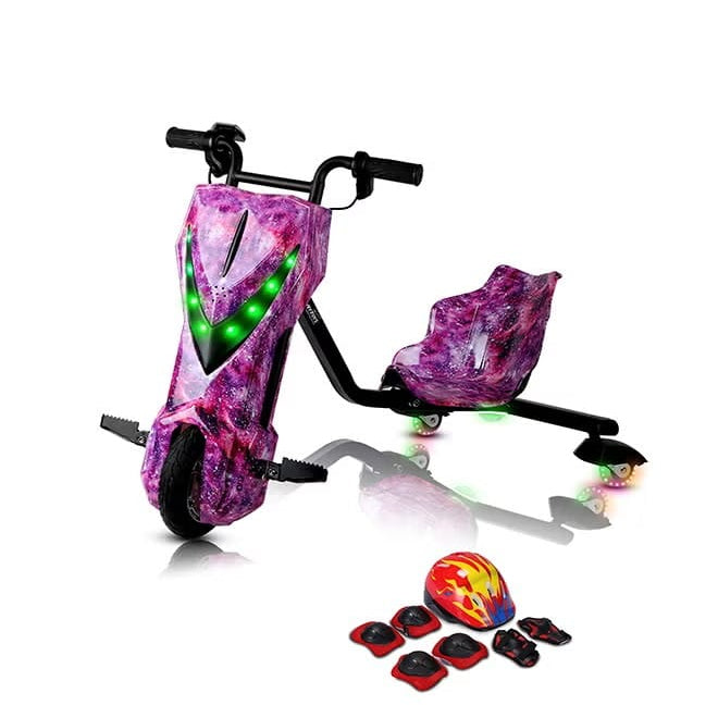 36V High-Power 360° Electric Drift Scooter – Bluetooth, Adjustable Body, 3-Speed Modes, 250W Motor, 8–15 km/h, 80 kg Load, Age 6+ – Purple