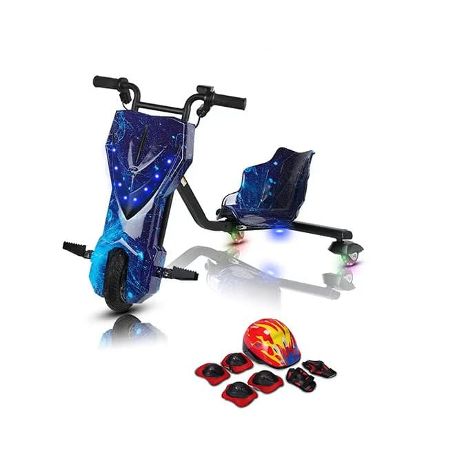 36V Electric Drift Scooter 360° with Bluetooth, 3 Speed Modes, Ocean Blue