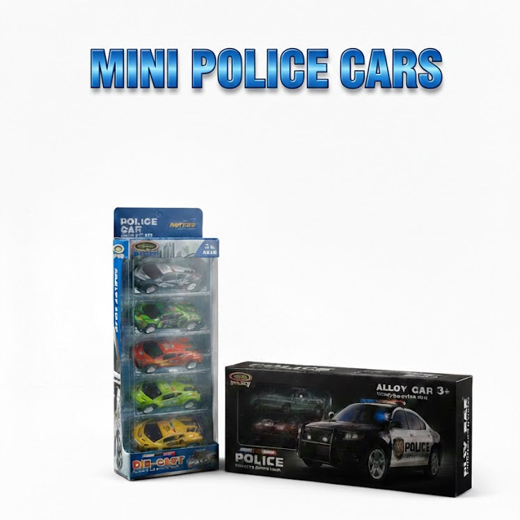 Mytoys 5-Piece Die-Cast Police Car Set – Alloy 1:64 Mini Vehicles for Kids Boys & Girls