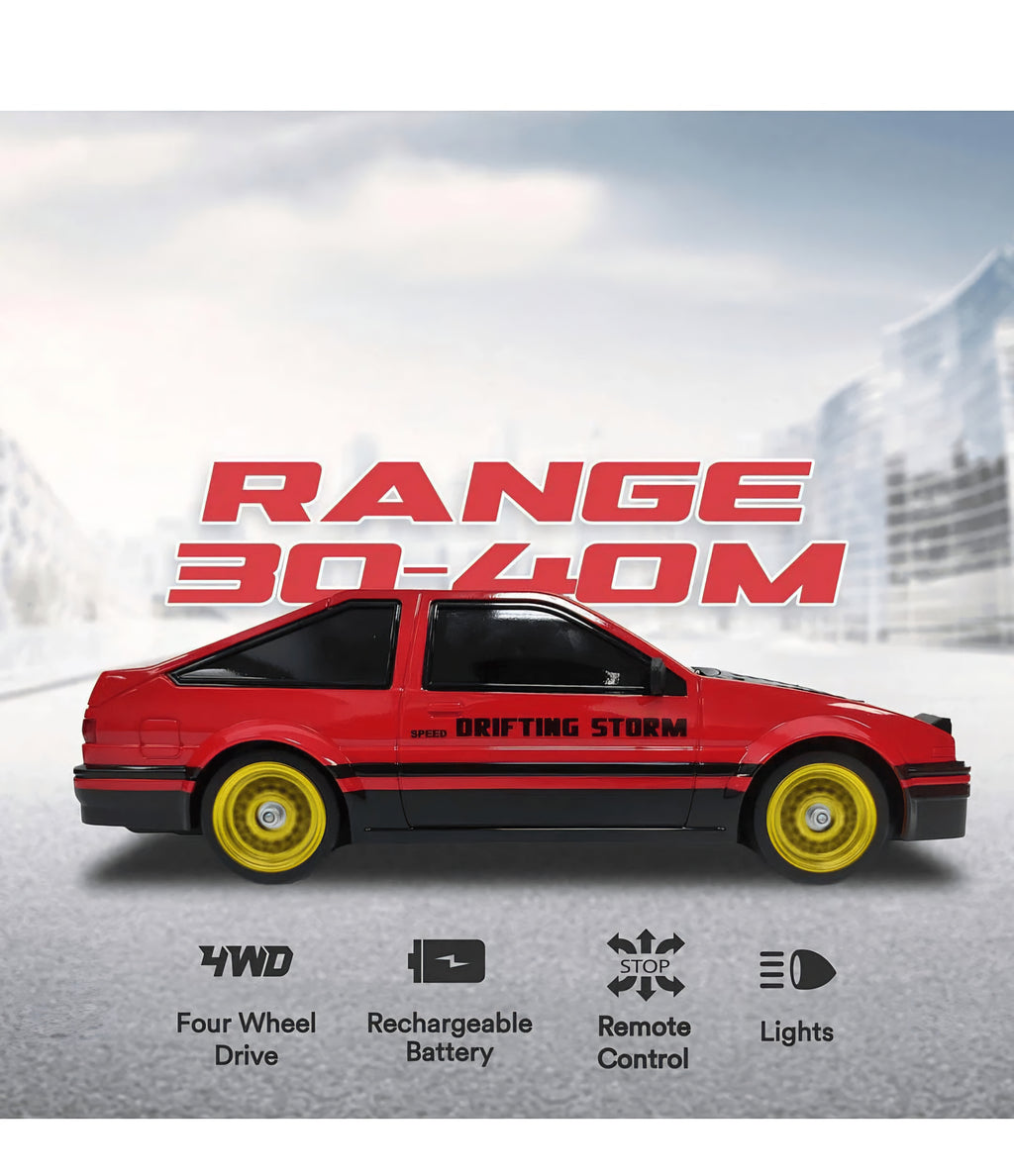 MYTOYS 1:16 Scale 4WD High-Speed Drift RC Car - 2.4GHz Remote Control Drifting Storm Edition with LED Lights & Accessories (Model DC205A)