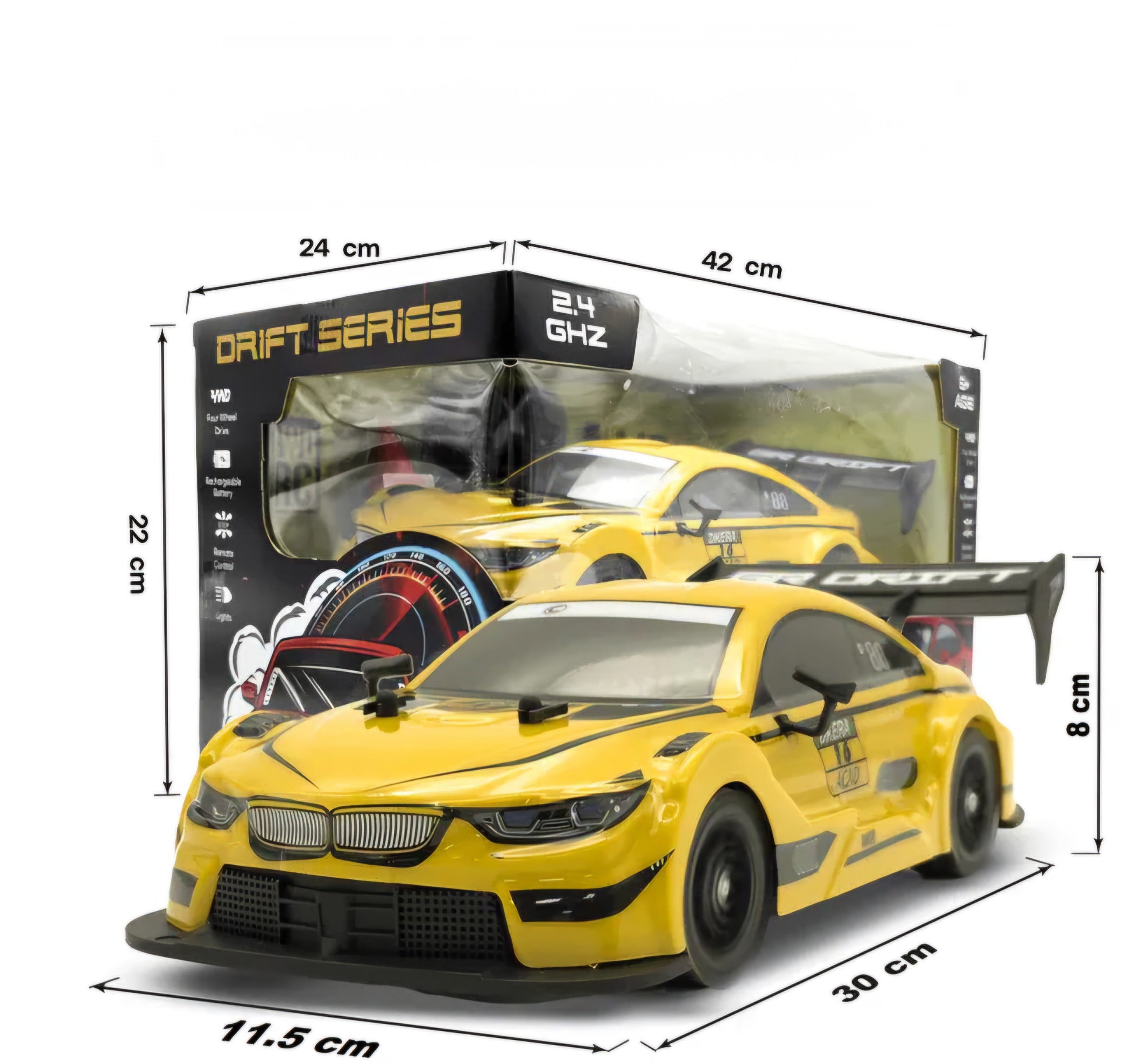 MY TOYS 1:16 Scale 4WD High-Speed RC Drift Car with LED Lights & Accessories (DC737)