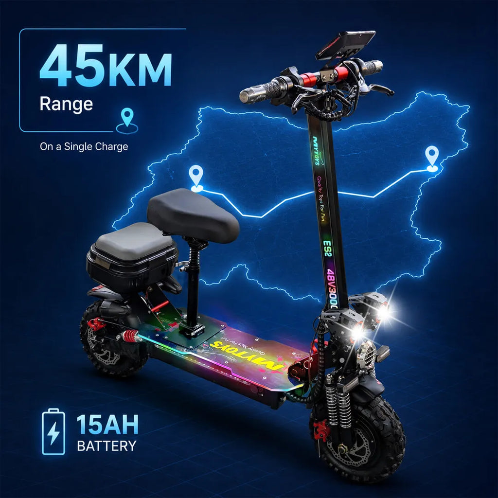 MT400 Electric Scooter – 95km/h, 3000W, 48V, 40-45km Range – Foldable & Dual Suspension