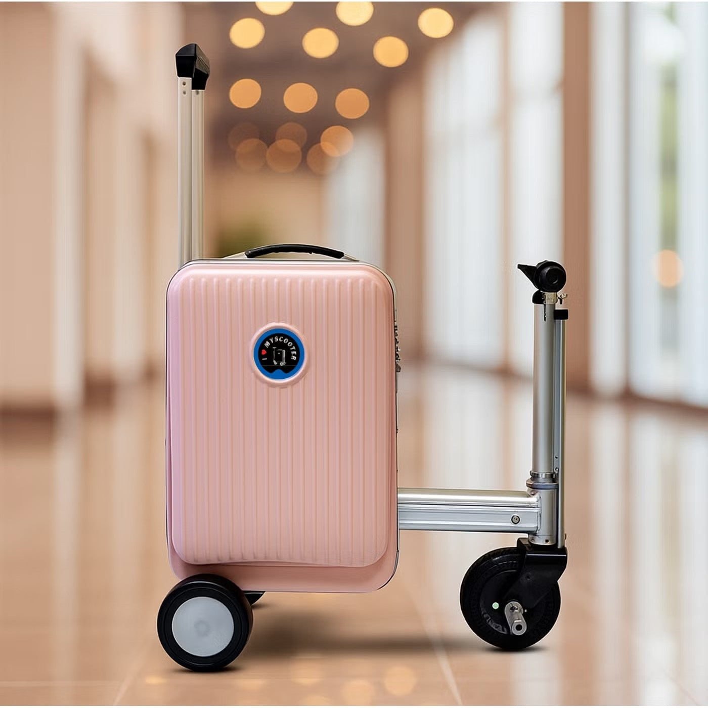 Mytoys 20‑Inch Rideable Smart Luggage – Electric Scooter Carry‑On with Removable Battery (Pink)