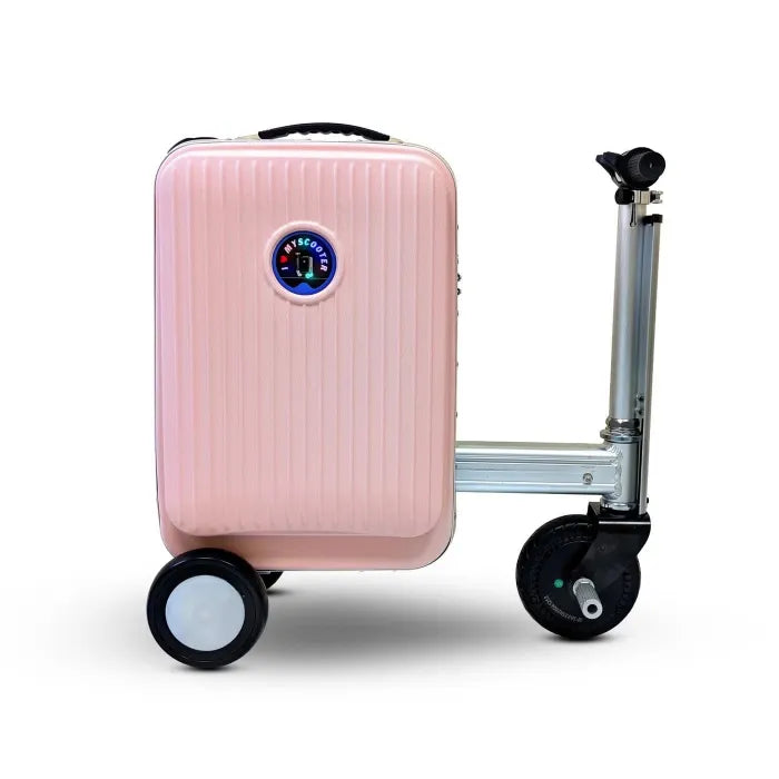 Rideable Smart Luggage – Electric Scooter Carry‑On with Removable Battery (Pink)