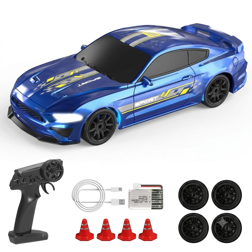 Mytoys™ Lightning 1/43 Scale Mini RC Drift Car – 4WD Metal Chassis & LED Underglow (RTR)