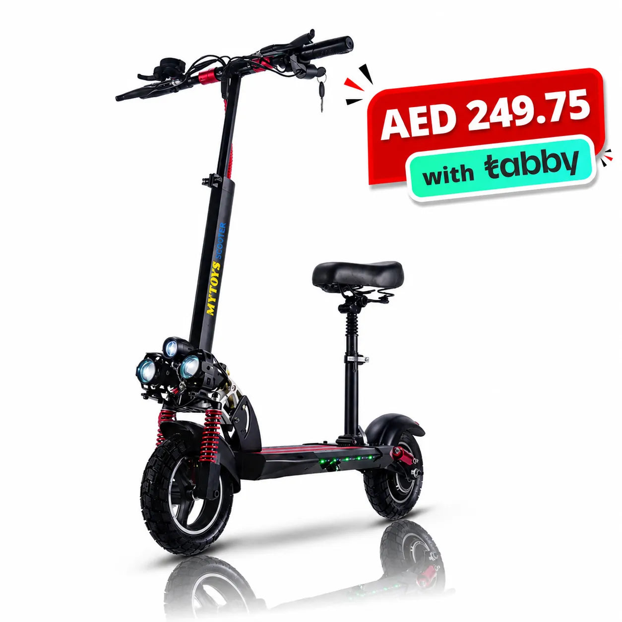 MT358 Foldable Electric Kick Scooter with seat - 750W Motor, 65 km/h Max Speed, 10" Off-Road Tires