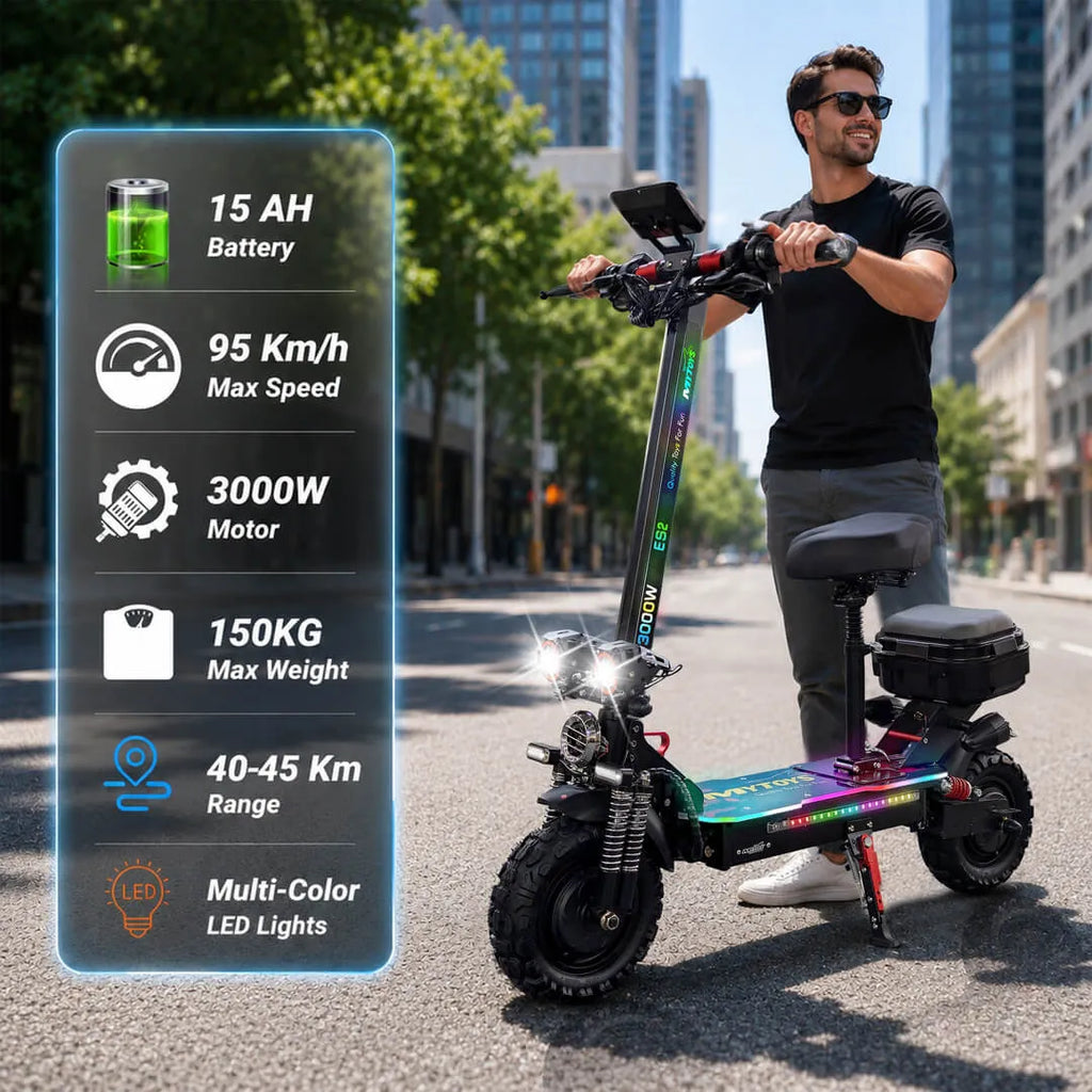 MT400 Electric Scooter – 95km/h, 3000W, 48V, 40-45km Range – Foldable & Dual Suspension