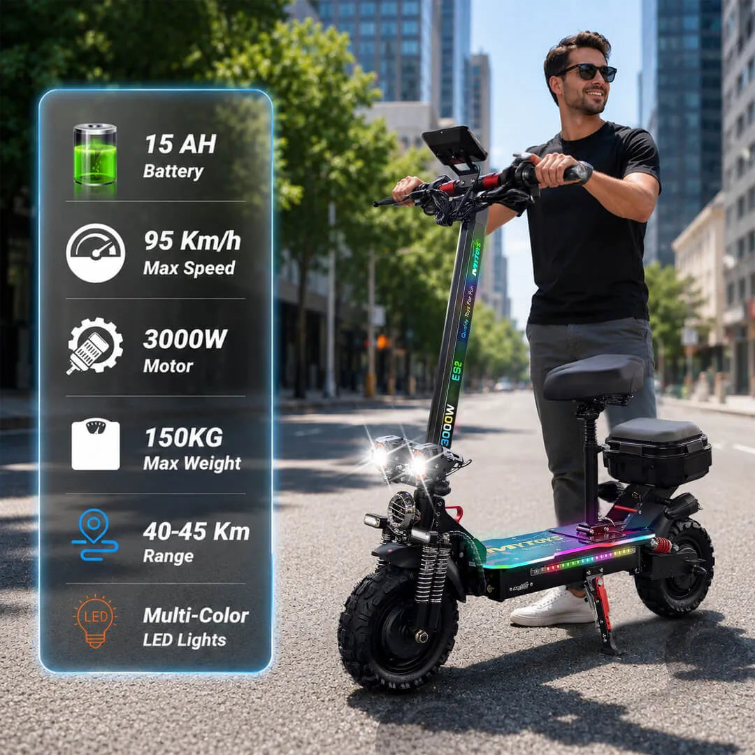 MT400 Electric Scooter – 95km/h, 3000W, 48V, 40-45km Range – Foldable & Dual Suspension