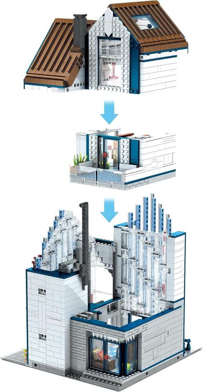 Mould King 16022 Modern Library Modular Building Set – 2,788 Pieces with LED Lights & Motorized Elevator
