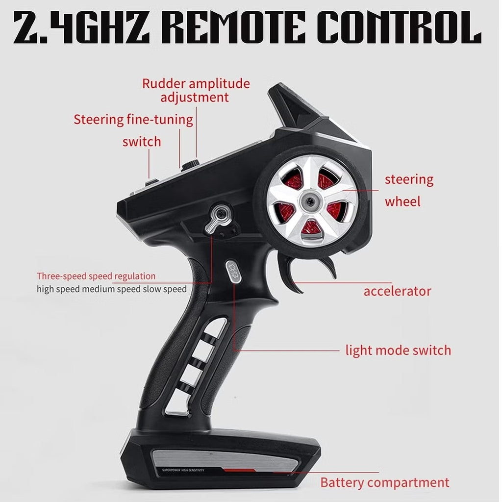 Mytoys 1:16 Scale High‑Speed RC Drift Car – 38 km/h 4WD Off‑Road Muscle Truck with LED Lights (Blue)