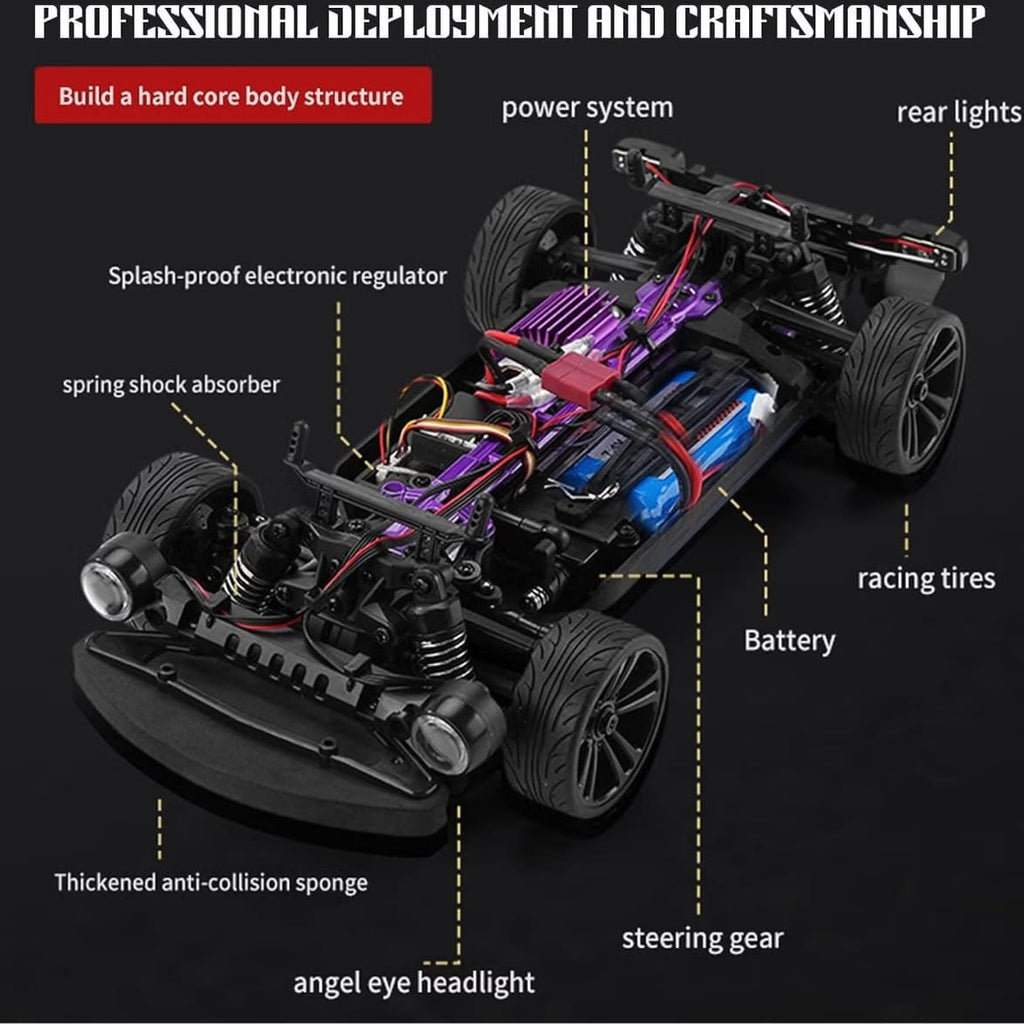 Mytoys 1/16 Scale 4WD RC Drift Car, 2.4GHz Remote Control Off‑Road Drift Truck with LED Lights for Kids & Adults