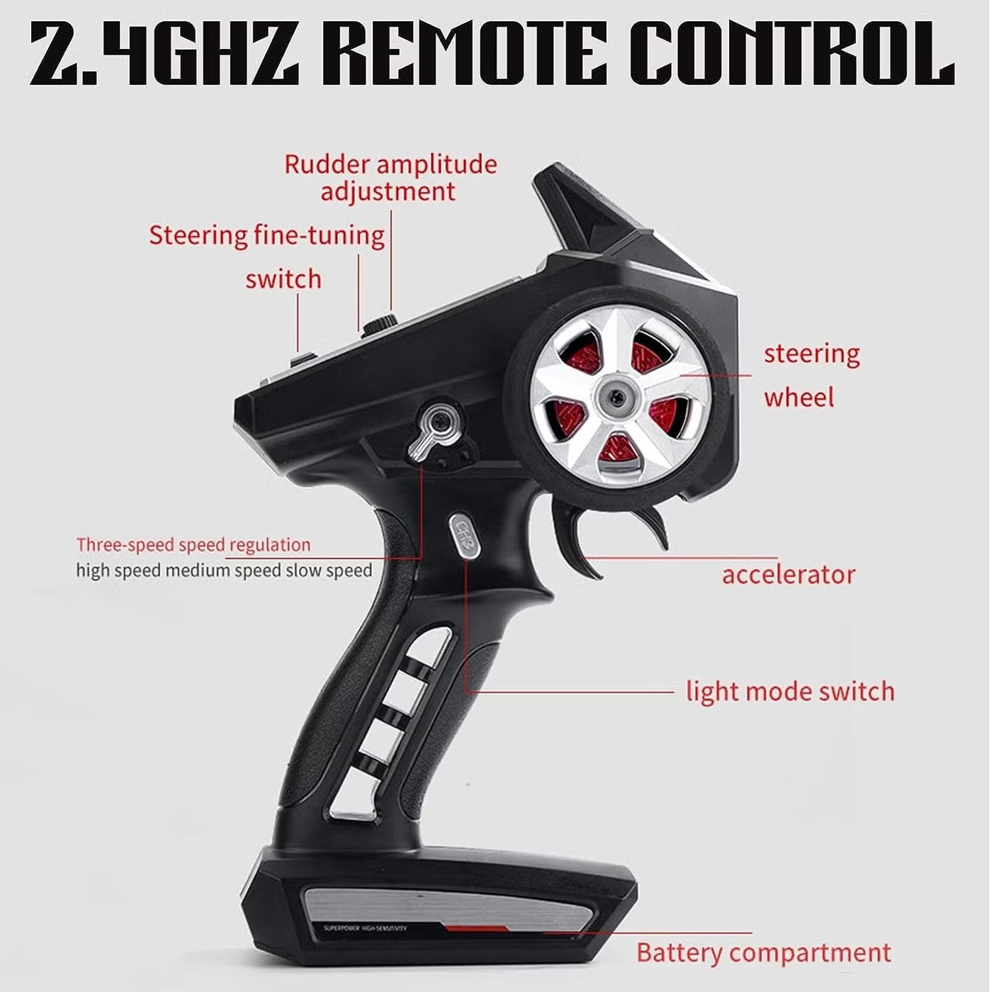 Mytoys 1/16 Scale 4WD RC Drift Car, 2.4GHz Remote Control Off‑Road Drift Truck with LED Lights for Kids & Adults