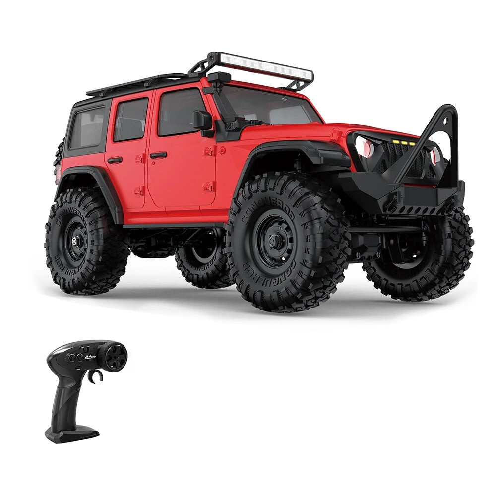 MYTOYS 1:16 Scale RC Rock Crawler - 4WD Off-Road Remote Control Car for Adults & Kids, Red Wrangler Style RTR Truck with 9kg High-Torque Steering Servo, LED Light Bar, All-Terrain Tires & 2.4GHz Remote
