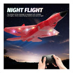 High‑Speed F22 Raptor RC Jet Plane with Gyro & LED Lights (RTF)-Red