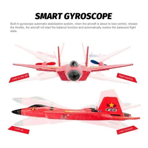 High‑Speed F22 Raptor RC Jet Plane with Gyro & LED Lights (RTF)-Red