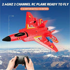 High‑Speed F22 Raptor RC Jet Plane with Gyro & LED Lights (RTF)-Red