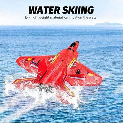 High‑Speed F22 Raptor RC Jet Plane with Gyro & LED Lights (RTF)-Red