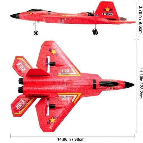 High‑Speed F22 Raptor RC Jet Plane with Gyro & LED Lights (RTF)-Red
