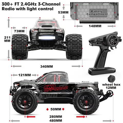 MJX 10208 V2 1:10 Brushless RC Monster Truck – 2.4 GHz, 4WD High-Speed Off-Road Hobby Grade Beast RTR