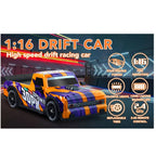 1:16 RC Drift Car - 18km/h, 2.4GHz Remote, 4WD Drifting Racing Truck, LED Lights, Dual Tires, Multicolours