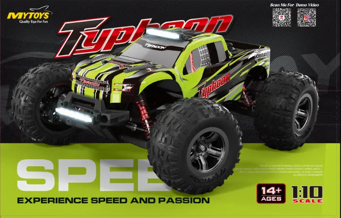 MyToys 1:10 Scale 4WD High-Speed RC Monster Truck – Hobby Grade All-Terrain Desert Crawler, 65+ KM/H Fast Speed Off-Road Truck with LED Lights & Advanced Modding Support