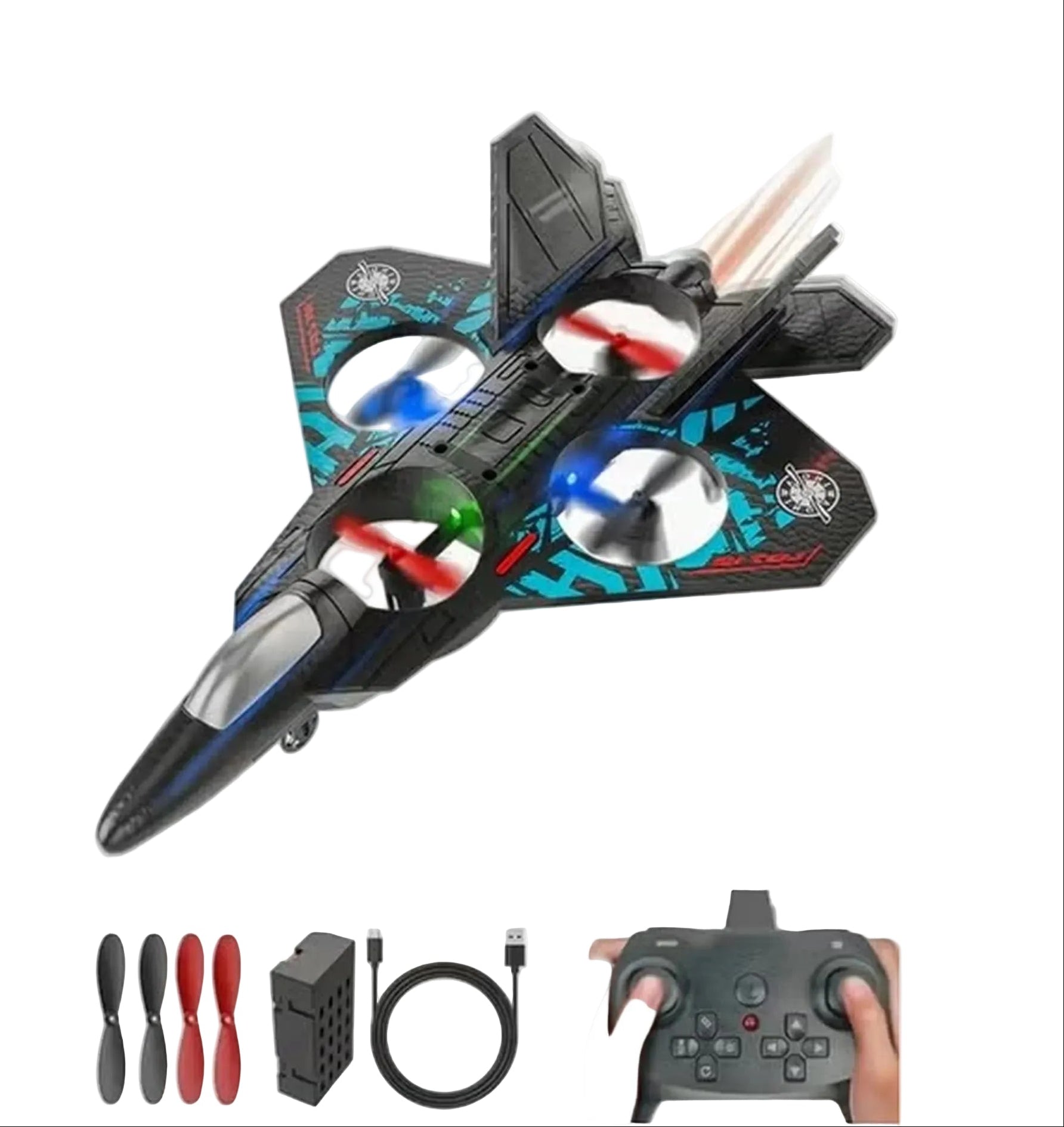 RC Aeroplane L0712 2.4GHz Floating Fighter Plane with LED Lights, USB Rechargeable