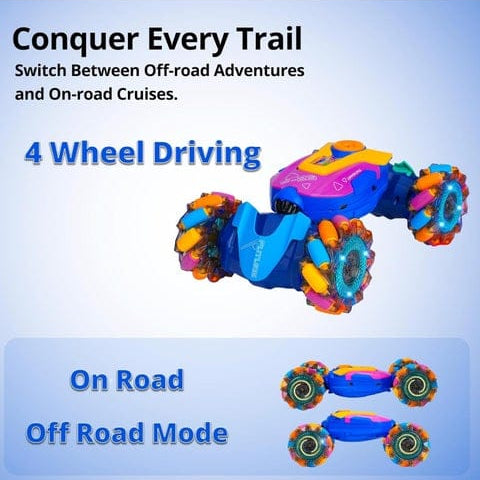 Gesture Sensing RC Stunt Car - 360°, 2.4 GHz, 4WD with Lights, Music & Spray Effects