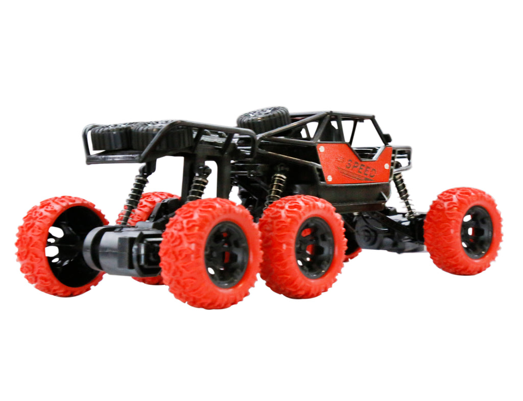 MYTOYS 6WD Alloy Climbing RC Car for Kids – 6 Wheel Drive All Terrain Remote Control Rock Crawler with Suspension, Rechargeable Battery, Red (28cm)
