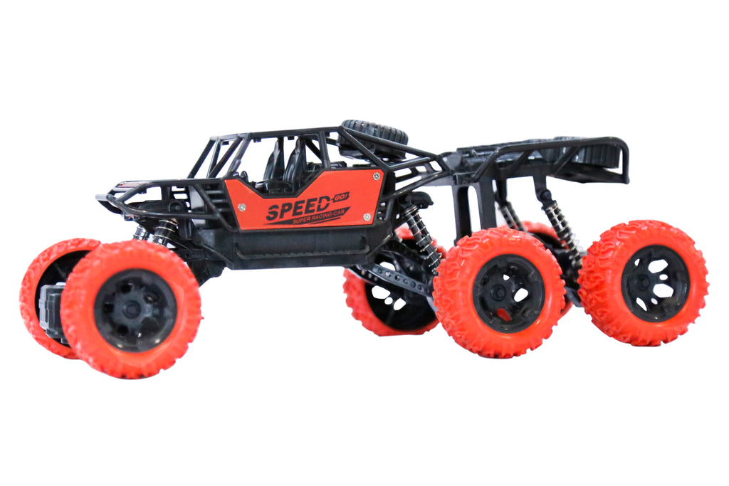 MYTOYS 6WD Alloy Climbing RC Car for Kids – 6 Wheel Drive All Terrain Remote Control Rock Crawler with Suspension, Rechargeable Battery, Red (28cm)