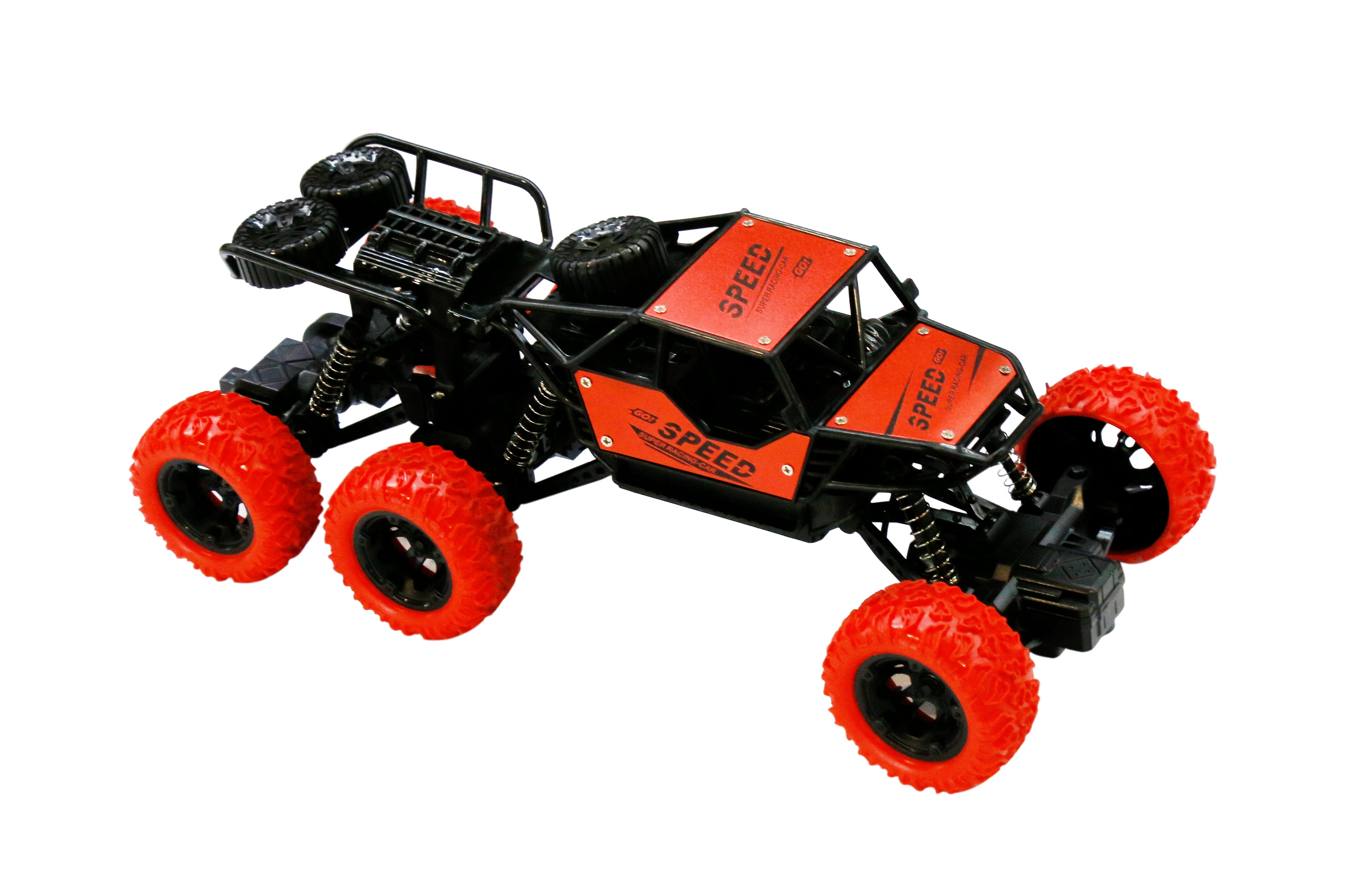 MYTOYS 6WD Alloy Climbing RC Car for Kids – 6 Wheel Drive All Terrain Remote Control Rock Crawler with Suspension, Rechargeable Battery, Red (28cm)
