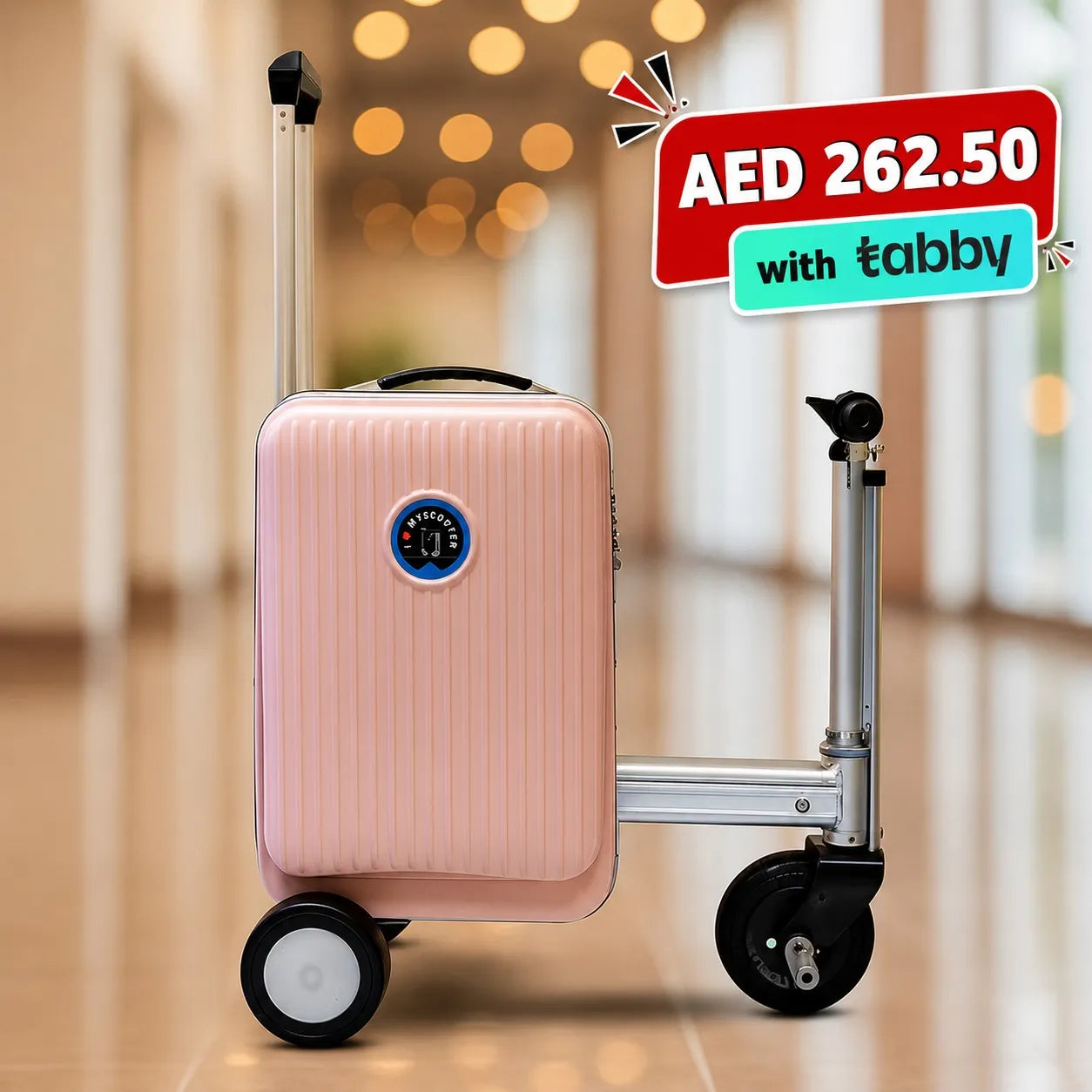 Rideable Smart Luggage – Electric Scooter Carry‑On with Removable Battery (Pink)