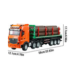 HuiNa 1313 1/18 Scale Remote Control Timber Transport Truck – 2.4G 9CH Heavy-Duty RC Construction Toy with LED & Sound (Orange)