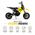 Kids Electric Dirt Bike – 350W, 25 km/h, 36V 4Ah, 6–8 km Range, 12" Pneumatic Tires & Rear Disc Brake