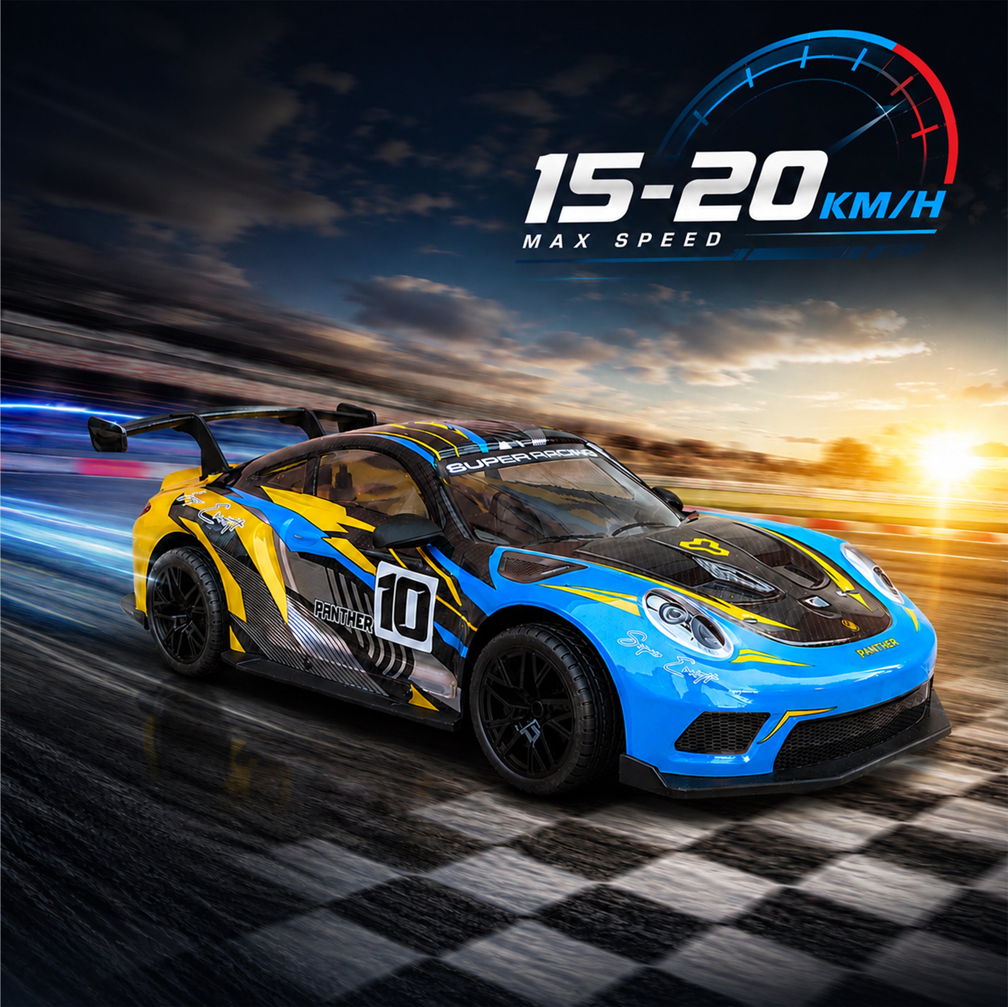 MYTOYS 1/18 SONICAR Nexus Racing Super RC Car with LED Lights, Exhaust Spray & Music