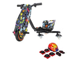 36V Electric Drift Scooter for Kids (Ages 4+) - 3-Speed Modes, 360° Rotating Tricycle, Bluetooth Music, Multicolor LED Lights, 250W Brushless Motor, Max Speed 15km/h, Includes Helmet & Safety Gears
