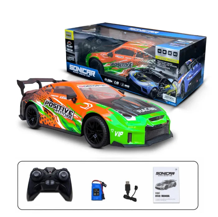 MYTOYS 1/18 SONICAR Nexus Racing Super RC Car with LED Lights, Exhaust Spray & Music