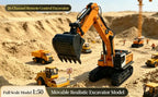 MYTOYS 1/50 RC Excavator K970 Metal Engineering Digger Toy with Remote Control, Lights, and Soun