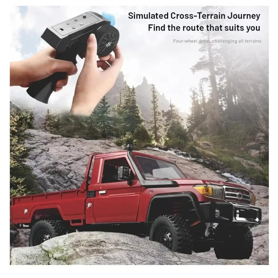 MN-82 1:12 RC Crawler  – 2.4GHz, 52° angles, 4WD Pickup Truck Remote Control Off-Road Car with Headlights