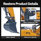 MYTOYS 1/50 RC Excavator K970 Metal Engineering Digger Toy with Remote Control, Lights, and Soun