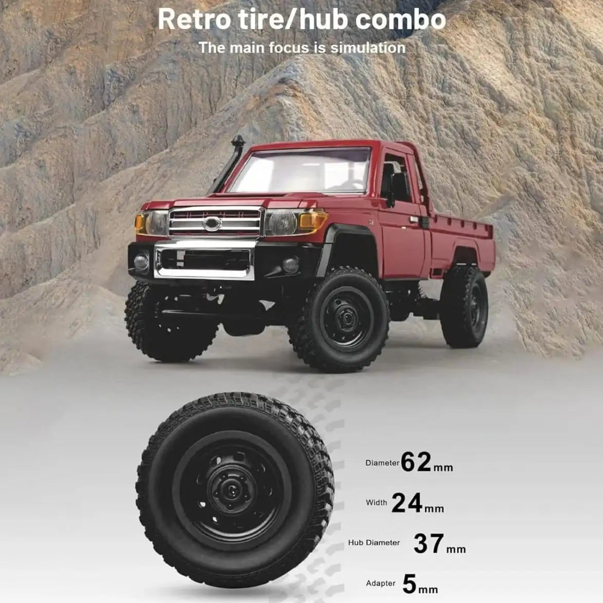 MN-82 1:12 RC Crawler  – 2.4GHz, 52° angles, 4WD Pickup Truck Remote Control Off-Road Car with Headlights