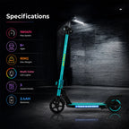 2-Wheel Kids Electric Scooter – 130W, 16 km/h, 21.6V, 8 km Range, LED Lights & Foldable
