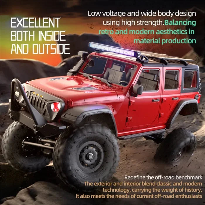 1:16 RC Rock Crawler - 10 km/h, 9KG Servo, 65m Range, LED Lights & RTR 4WD Off-Road Remote Control Car for Adults & Kids