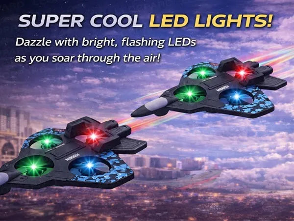 MYTOYS RC Plane PRO - 2.4GHz Remote Control Jet Airplane with LED Lights, Altitude Hold & 360° Flips