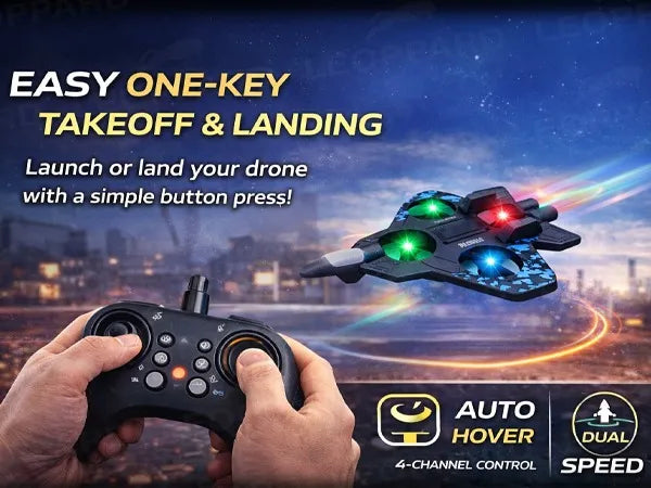 MYTOYS RC Plane PRO - 2.4GHz Remote Control Jet Airplane with LED Lights, Altitude Hold & 360° Flips