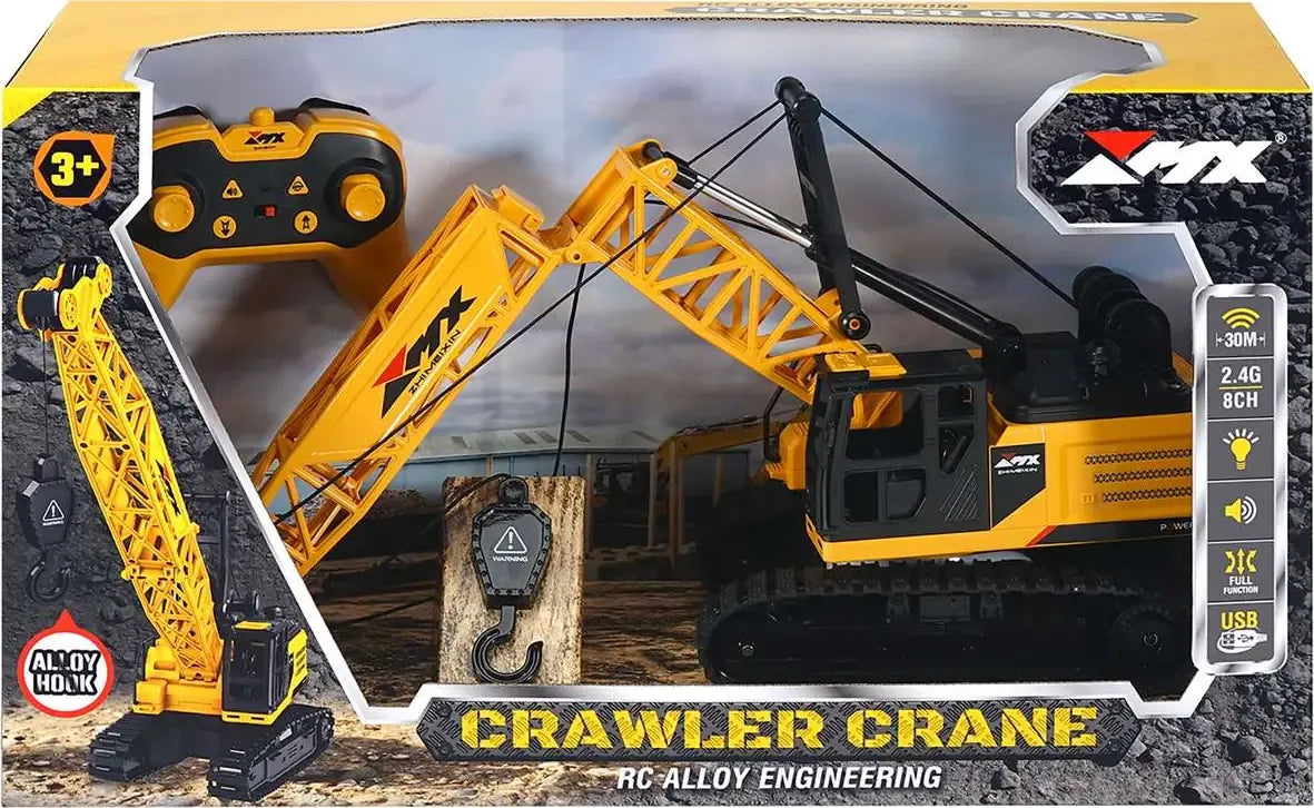 MYTOYS RC Crawler Crane Toy – 2.4GHz 8-Channel Remote Control Construction Vehicle with Tracks, Lights & Sound