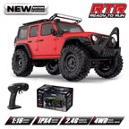 1:16 RC Rock Crawler - 10 km/h, 9KG Servo, 65m Range, LED Lights & RTR 4WD Off-Road Remote Control Car for Adults & Kids
